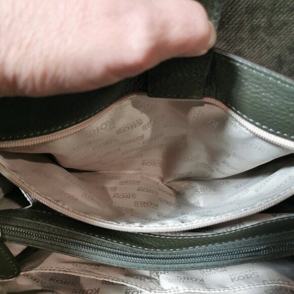 Olive/Gold Pebbled Leather Satchel/Crossbody EUC #253 - Picture 6 of 14